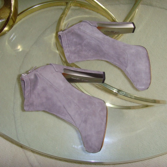 Brian Atwood Grey/Gray Suede High Heel Ankle Boots (8) - Picture 14 of 16